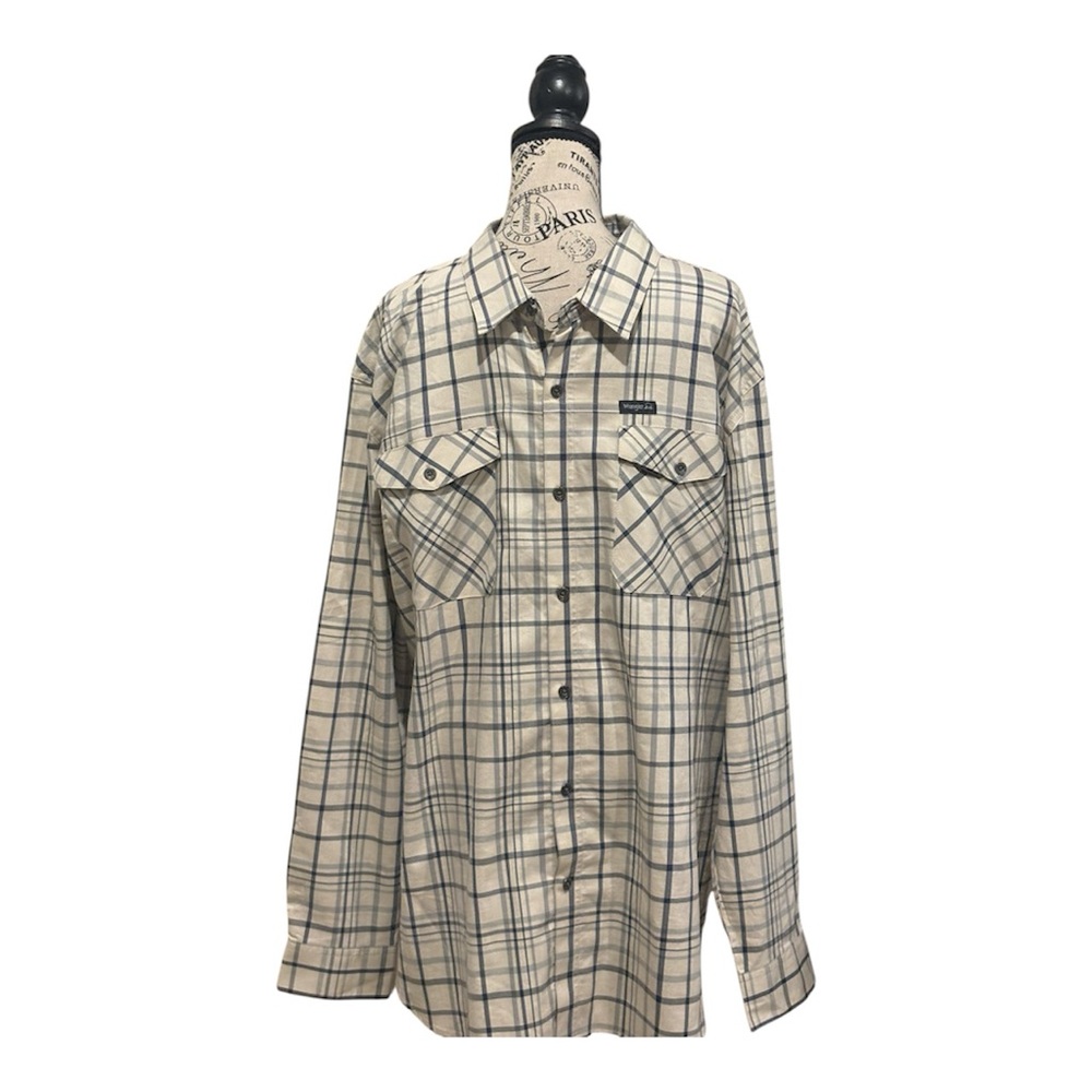 /Wrangler shirt utility outdoor button down long sleeve plaid 2XL